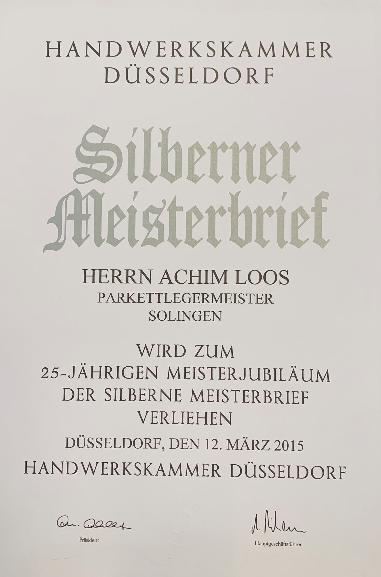 Silberner Meisterbrief